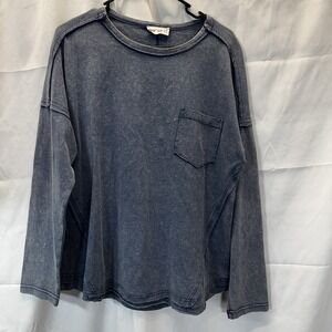New In Medium Blue Fade Oversized Long Sleeve Shirt